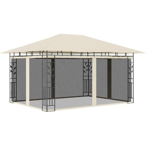 Pavillon mit Moskitonetz 4x3x2,73 m Creme 180 g/m²