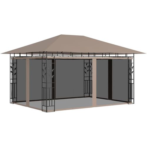 Pavillon mit Moskitonetz 4x3x2,73 m Taupe 180 g/m²