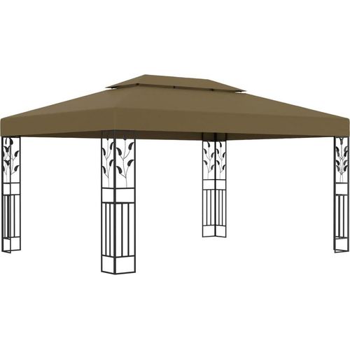 Pavillon mit Doppeldach 3x4 m Taupe 180 g/m²