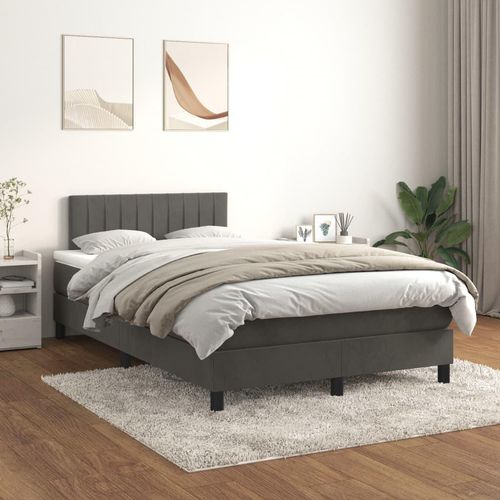 Bettgestell - Boxspringbett mit Matratze Dunkelgrau 120x200 cm Samt Oktober 38322