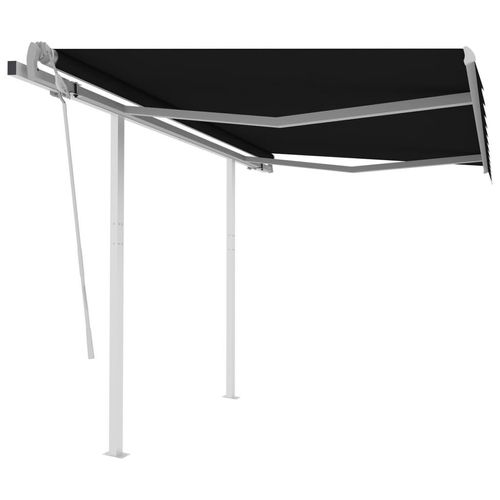 Markise Manuell Einziehbar mit Pfosten 3,5x2,5 m Anthrazit