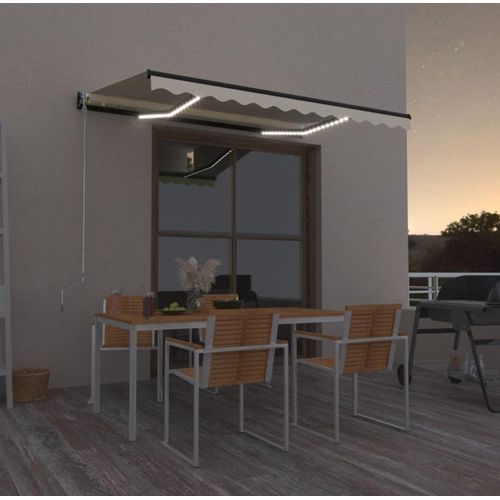 Markise Manuell Einziehbar mit LED 350x250 cm Gelb und Weiß