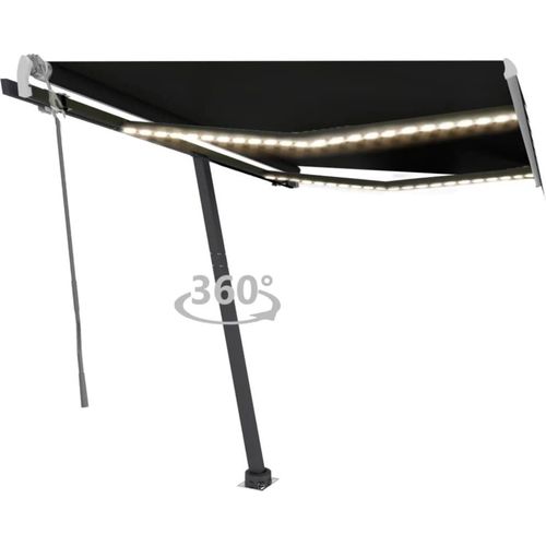 Markise Manuell Einziehbar mit LED 350x250 cm Anthrazit