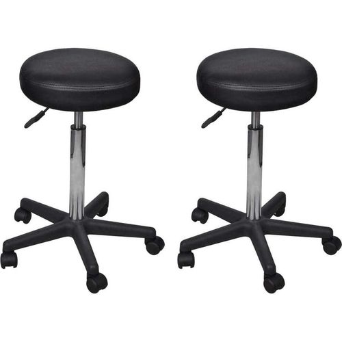 vidaXL Bürohocker 2 Stk. Schwarz 35,5x84 cm Kunstleder - Bürostuhl - Bürostühle - Bürohocker - Rollhocker