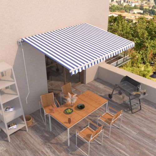 Markise Automatisch Einziehbar 400x350 cm Blau und Weiß 3068986
