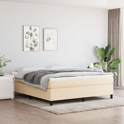 vidaXL Boxspringbett Creme 160x200 cm Stoff - Boxspringbett - Boxspringbetten - Bett - Schlafzimmermöbel