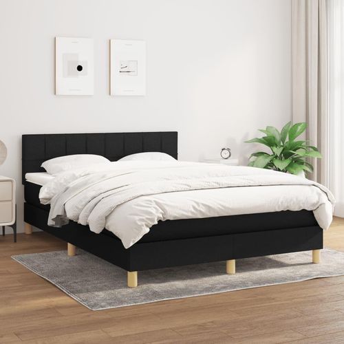 [Home] Boxspringbett mit Matratze Schwarz 140x190 cm Stoff , Neue Mode 2024 im häuslichen Leben