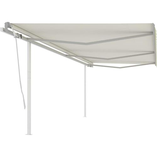 Möbel Glamour Markise Manuell Einziehbar mit Pfosten 6x3 m CremeHome - Creme