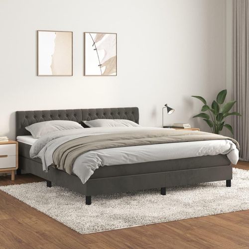 Bettgestell - Boxspringbett mit Matratze Dunkelgrau 180x200 cm Samt Oktober 81277