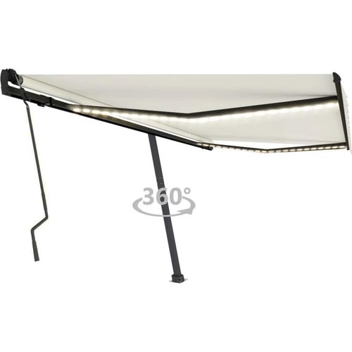 Markise Manuell Einziehbar mit LED 400x300 cm Creme