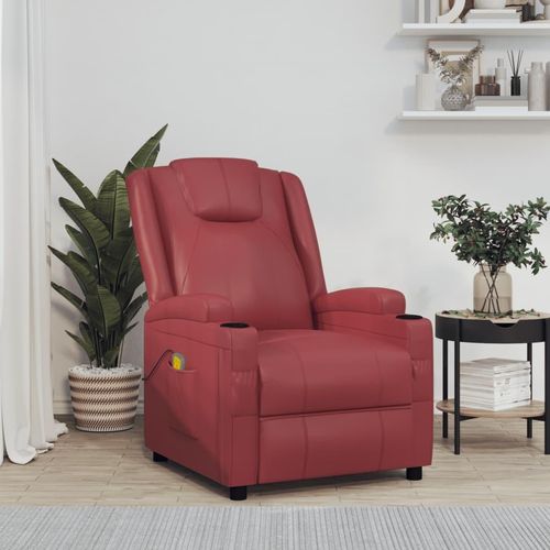 Massagesessel Weinrot Kunstleder 342716