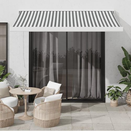 Markise Einziehbar Anthrazit und Weiß 3x2,5 m Stoff & Aluminium