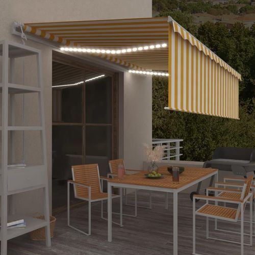 Markise Automatisch mit Rollo LED Windsensor 5x3m Gelb & Weiß