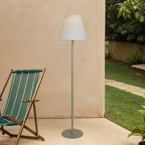LED Außenleuchte Solar Metall IP44 3000 K warmweißes Licht 158 cm in Silber Weiß
