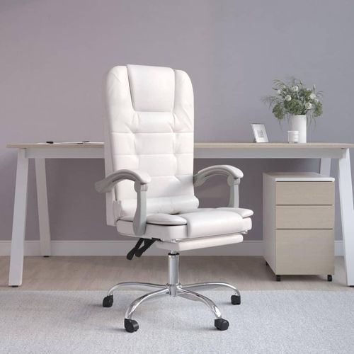 vidaXL Bürostuhl mit Massagefunktion Weiß Kunstleder - Massage-Bürostuhl - Massage-Bürostühle - Bürostuhl Mit Massagefunktion - Elektrischer Bürostuhl