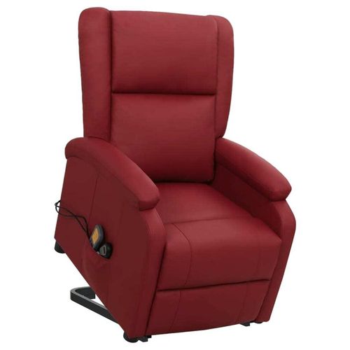 Massagesessel mit Aufstehhilfe Weinrot Kunstleder