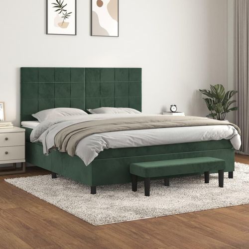 Boxspringbett mit Matratze Dunkelgrün 160x200 cm Samt 3137854