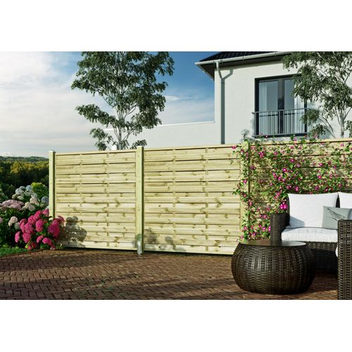 T&J ECO-Dichtzaun 180 x 180 cm, Rahmen 30/45 mm, kdi grün, Lamellen 5 x 100 mm glatt