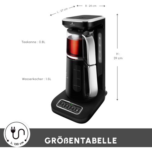 Karaca Caysever Robotea Pro 4 in 1 sprechender automatischer Teekocher Wasserkocher und Filterkaffeemaschine, 2500W, Chrome