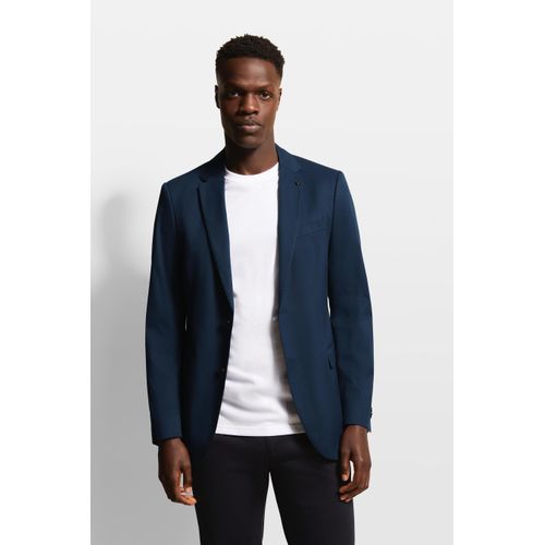 Sakko BUGATTI, Herren, Gr. 54, blau (marine), 67% Baumwolle, 28% Polyamid, 5% Elasthan, casual, slim fit, Langarm Manschette, Sakkos, mit Stretchfunktion