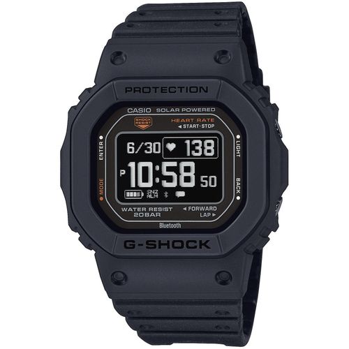 Smartwatch CASIO G-SHOCK, schwarz (schwarz, orange schwarz), Smartwatches, Solaruhr, Armbanduhr, Herrenuhr, Stoppfunktion,Herzfrequenzmesser