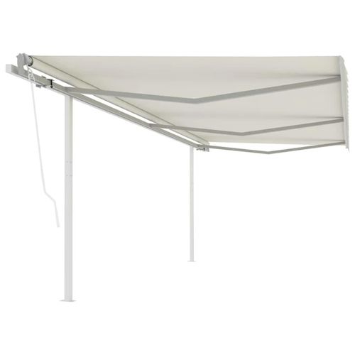 Markise Automatisch Einziehbar mit Pfosten 6x3,5 m Creme