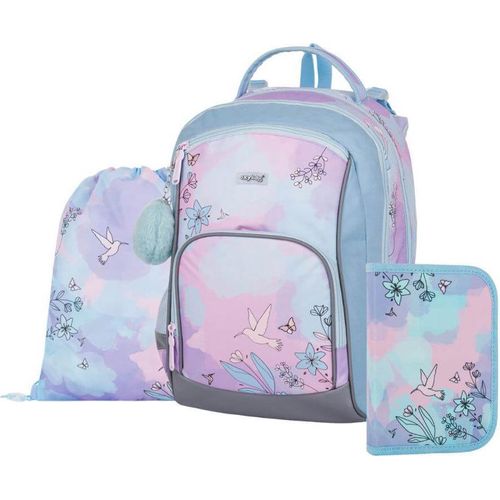 Kolibri Ergonomischer Rucksack, Schulranzen mit Stiftehalter und Turnbeutel, OXY GO, Lila