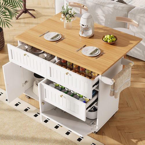 Multifunktionale Kücheninsel/Küchenschrank mit Stauraum, weiß