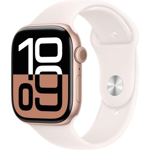 Apple Watch Series 10 GPS 46mm Rose Gold Aluminium mit hellrosa Sportband S/M