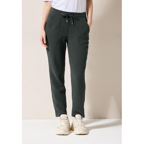 Stoffhose CECIL, Damen, Gr. XXL, Länge 28, grün (slate khaki), Web, 100% Baumwolle, unifarben, comfort fit normal, Hosen Stoffhose, Elastikbund mit Tunnelzug