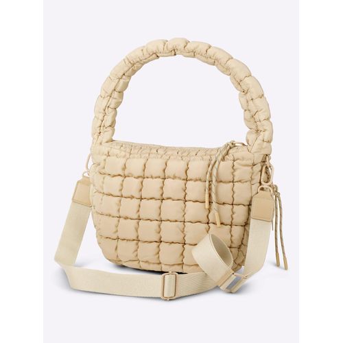 Handtasche HEINE, Damen, Gr. B/H/T: 35cm x 23cm x 8cm, beige (champagner), Kunstfaser, Polyamid, Polyester, unifarben, Taschen