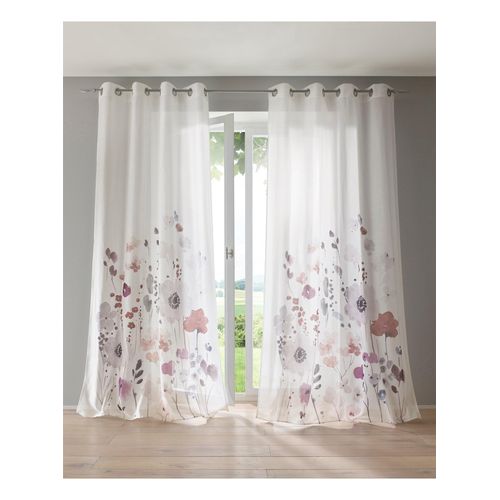 Gardine HEINE HOME Gr. 4, bunt (sanftes weiß, bunt), B:135cm H:245cm, Polyester, Gardinen