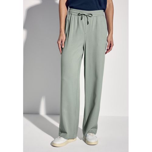 Stoffhose STREET ONE, Damen, Gr. 46, Länge 30, grün (dusty milky grün), Stoff, 100% Viskose, unifarben, loose fit lang, Hosen Stoffhose, im Loose Fit