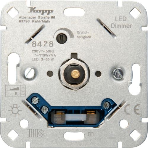 Kopp 842800008, Dimmer, Eingebaut, Knöpfe, Drehregler, Grau, Thermoplast, IP20