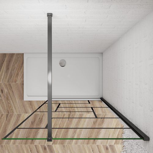 Schwarz Duschabtrennungen & N-From Stabilisator: 100X200cm & 90cm Eckeinstieg walk in Duschwand stabile Konstruktion