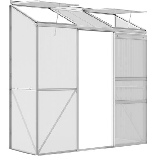 Outsunny Gewächshaus Treibhaus mit Schiebetür, Dachfenster aus Polycarbonat, Alu