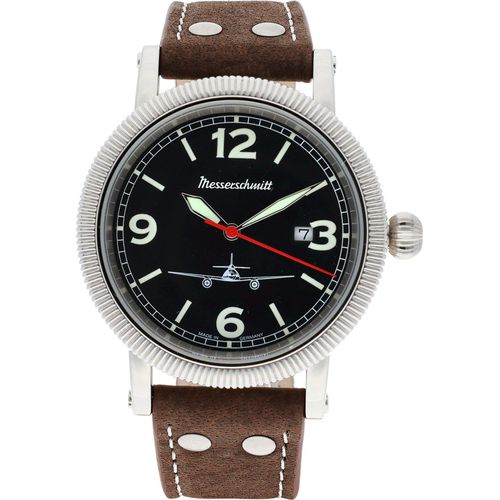 Messerschmitt Flieger Herren Quarzuhr- braunes Lederband - ME-44L