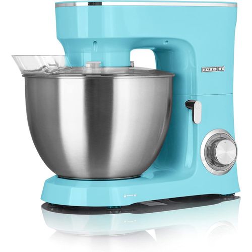 HEINRICHS Küchenmaschine Knetmaschine Teigmaschine Rührmaschine 1500W Küchengerät Rührbesen Knethaken Schneebesen 6 Geschwindigkeiten (türkis)