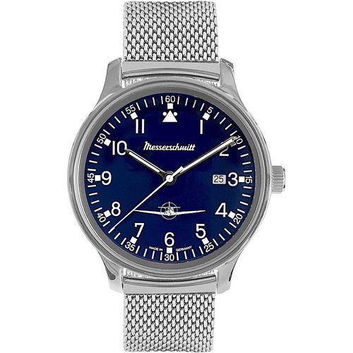 Messerschmitt ME42-108M Herren-Fliegeruhr Mesh-Band Blau