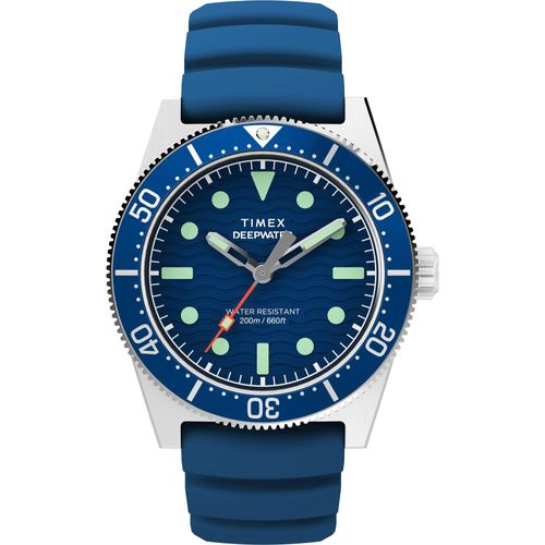 Timex TW2W74600 DEEP WATER REEF 200 silber blau Kautschuk Herren Uhr NEU