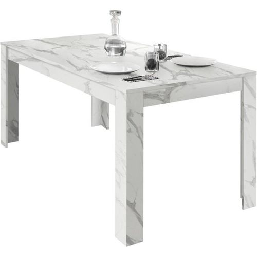Tisch COLOMARMO, Marmor-Effekt in Weiß - Ideal für ein modernes und trendiges Esszimmer