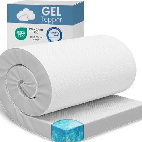 ELONEO Gel Topper 160x200cm, Matratzentopper aus 8 cm hohem Gel-Memory- Schaum, atmungsaktiver 3D-Netz Bezug, Bequeme Matratzenauflage für das Bett