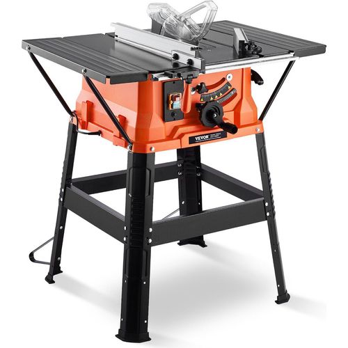 Tischkreissäge Mit Ständer, Tragbare Kompakte Tischkreissäge Mit 1800 W, 254 MM Sägeblatt-außendurchmesser, 200 MM Max Schnittkapazität, 4800 U/min Schnittgeschwindigkeit, Mit 24-zahn-sägeblatt, Für Heimwerker-holzarbeiten Und Möbelbau