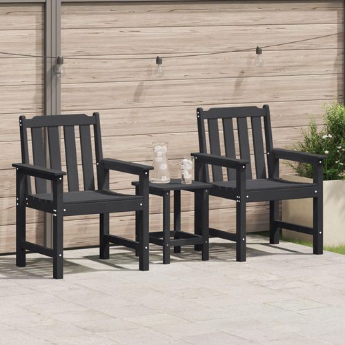 Garten-Essstühle 2 Stück Schwarz HDPE, Gartenstühle DesignMöbel Neu