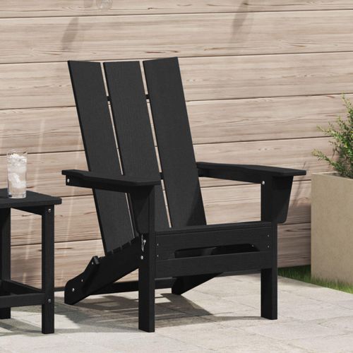 Klapp-Adirondack-Stuhl Schwarz 74.5x80.5x90 cm HDPE, Gartenstühle DesignMöbel Neu