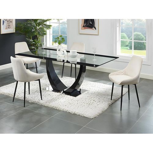 Set Tisch MEZZO II + 4 Stühle MASURIE - Transparent & Cremefarben