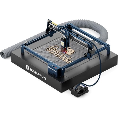 SCULPFUN S30 5W Laser Gräviermaschine Mit H5 Rauchabzugs Wabenplatte:Mit Abluftventilator und 1,5 m Abluftschlauch