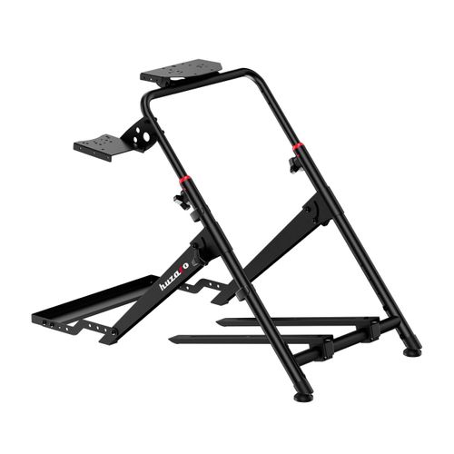 Huzaro Speed 4.0 Lenkradständer für Logitech, Thrustmaster, Fanatec, MOZA, Simagic – Höhenverstellbar, klappbar, mit Schalthebelhalterung