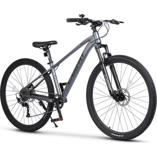 AIORBER 29 Zoll MTB Hardtail, Aluminiumrahmen, Shimano 1x9, Hydraulische Scheibenbremsen, 80mm Federgabel, Schwarz+Grau