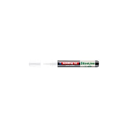 Lackmarker Edding 50 EcoLine, Schreibfarbe Weiß, Rundspitze, Strichstärke 2-3 mm, mit Kappe, wasserbasiert, nachfüllbar, 1 Stück